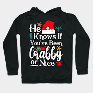 He Knows If You've Been Crabby or Nice Christmas Hoodie